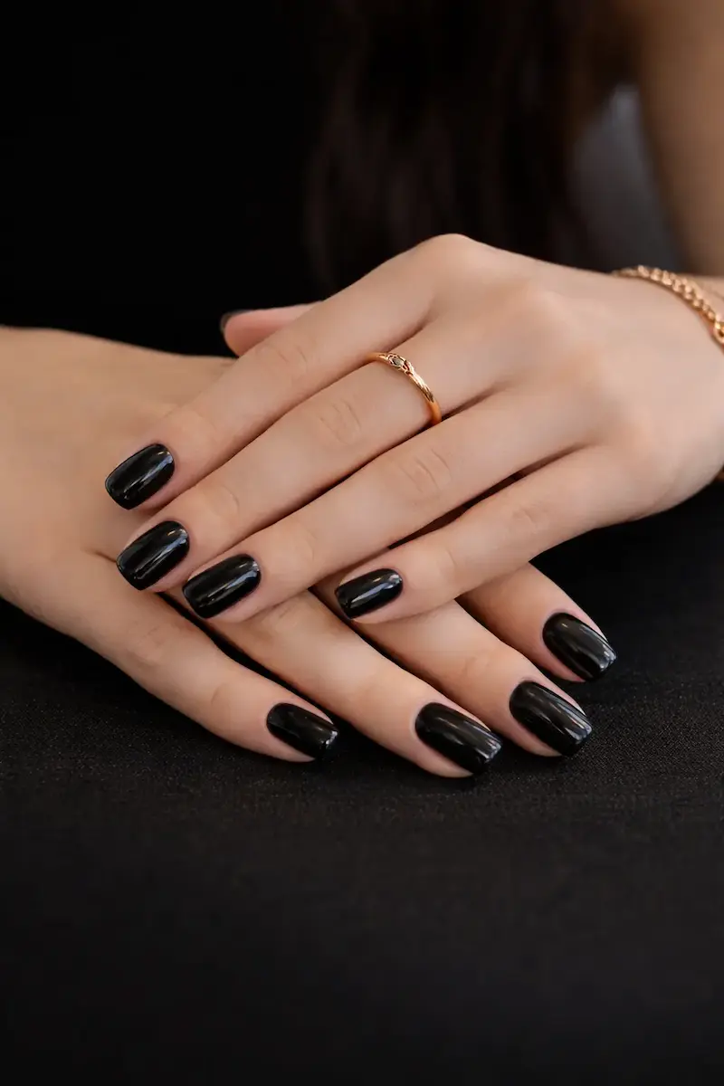 Nude and gold accent nails