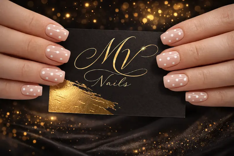 Elegant black and nude manicure